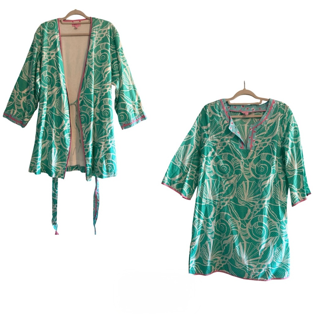 NWT Lily Pulitzer Tunic Dress Terry Cloth Robe Set Clammies N Jammies Large